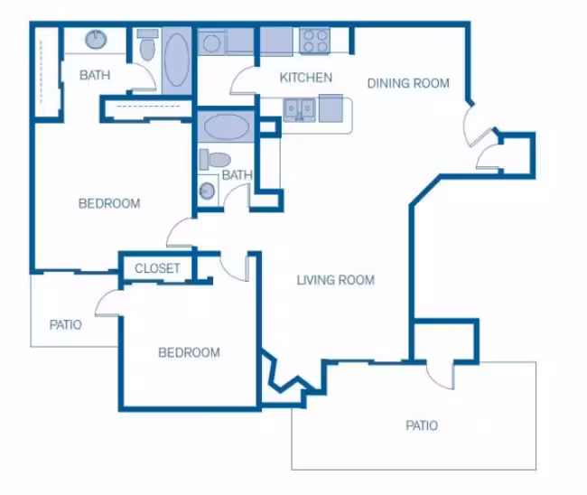 2 Beds • 2 Bath 1174 floor plan